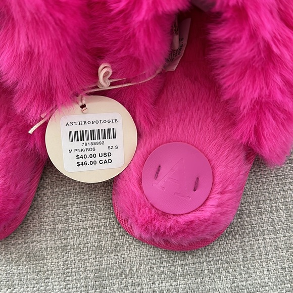 ANTHROPOLOGIE Cozy Slippers | Faux Fur Slippers | Pink Slippers - Picture 3 of 4